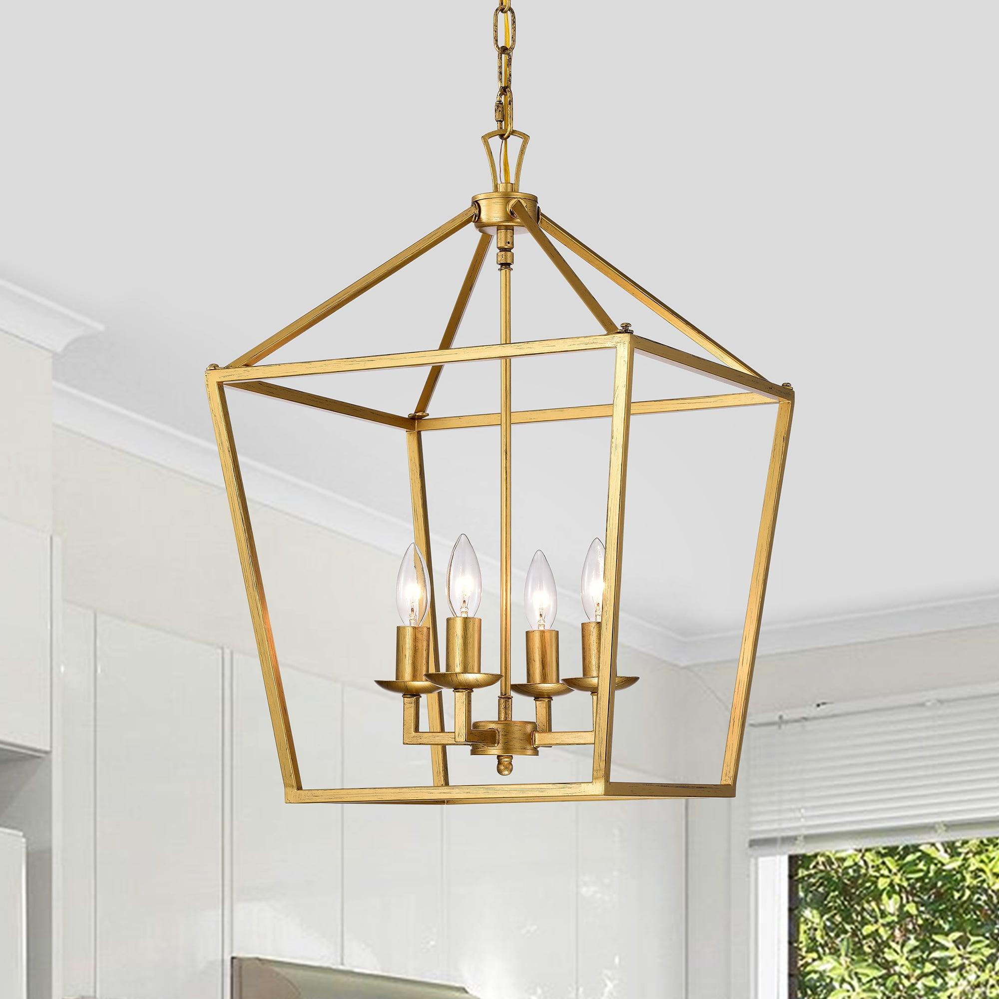 Valentin Gold 4-Light Metal Lantern Chandelier
