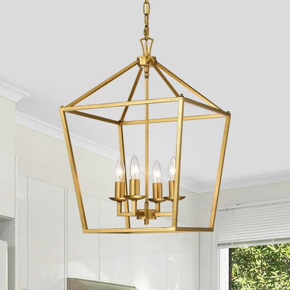 Valentin Gold 4-Light Metal Lantern Chandelier