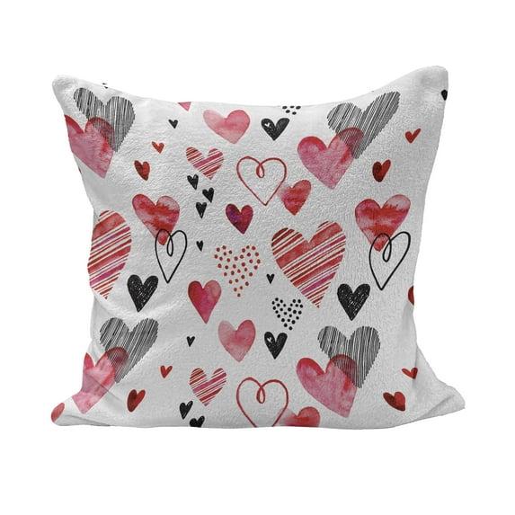 Ambesonne Valentine Fluffy Throw Pillow Cushion Cover, Different Types Of Heart Shapes Romance Love Theme Watercolor Striped Art, Rectangle Accent Pillow Case | Wayfair