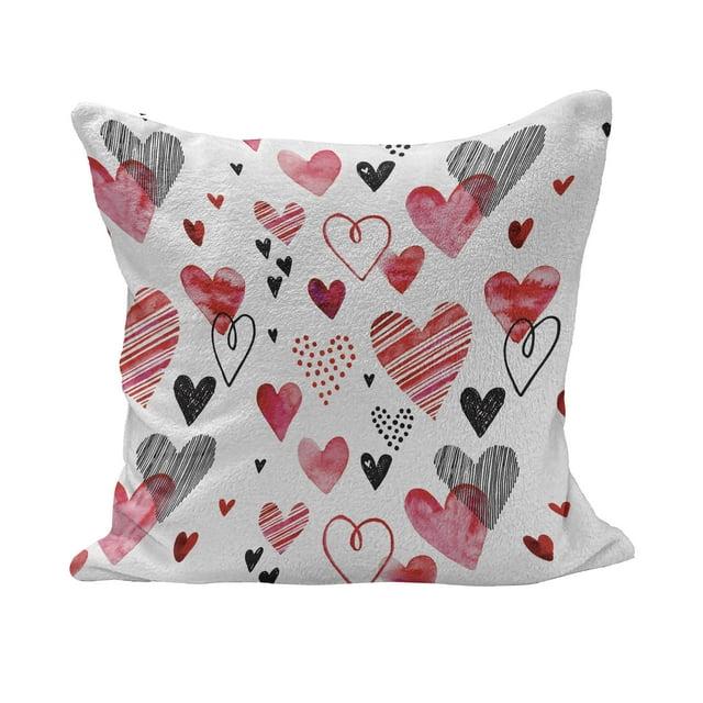 Ambesonne Valentine Fluffy Throw Pillow Cushion Cover, Different Types Of Heart Shapes Romance Love Theme Watercolor Striped Art, Rectangle Accent Pillow Case | Wayfair