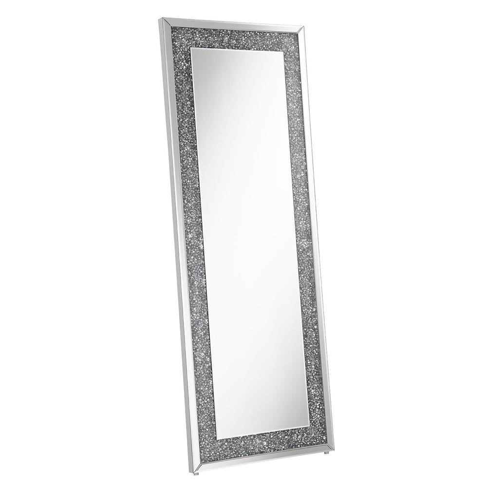 Valerie Silver Crystal Inlay Rectangular Floor Mirror