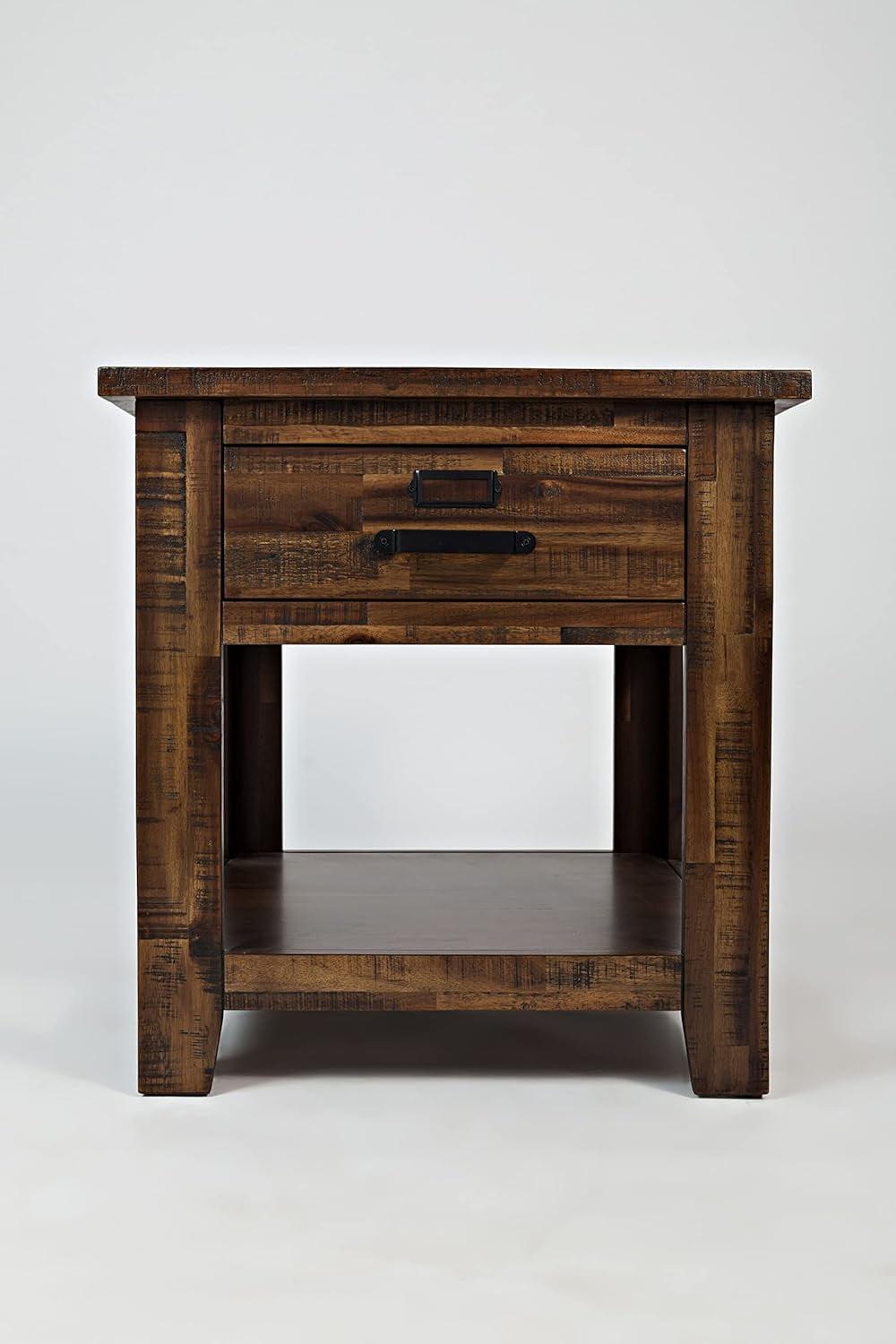 Cannon Valley Rustic Acacia Wood Square End Table with Storage