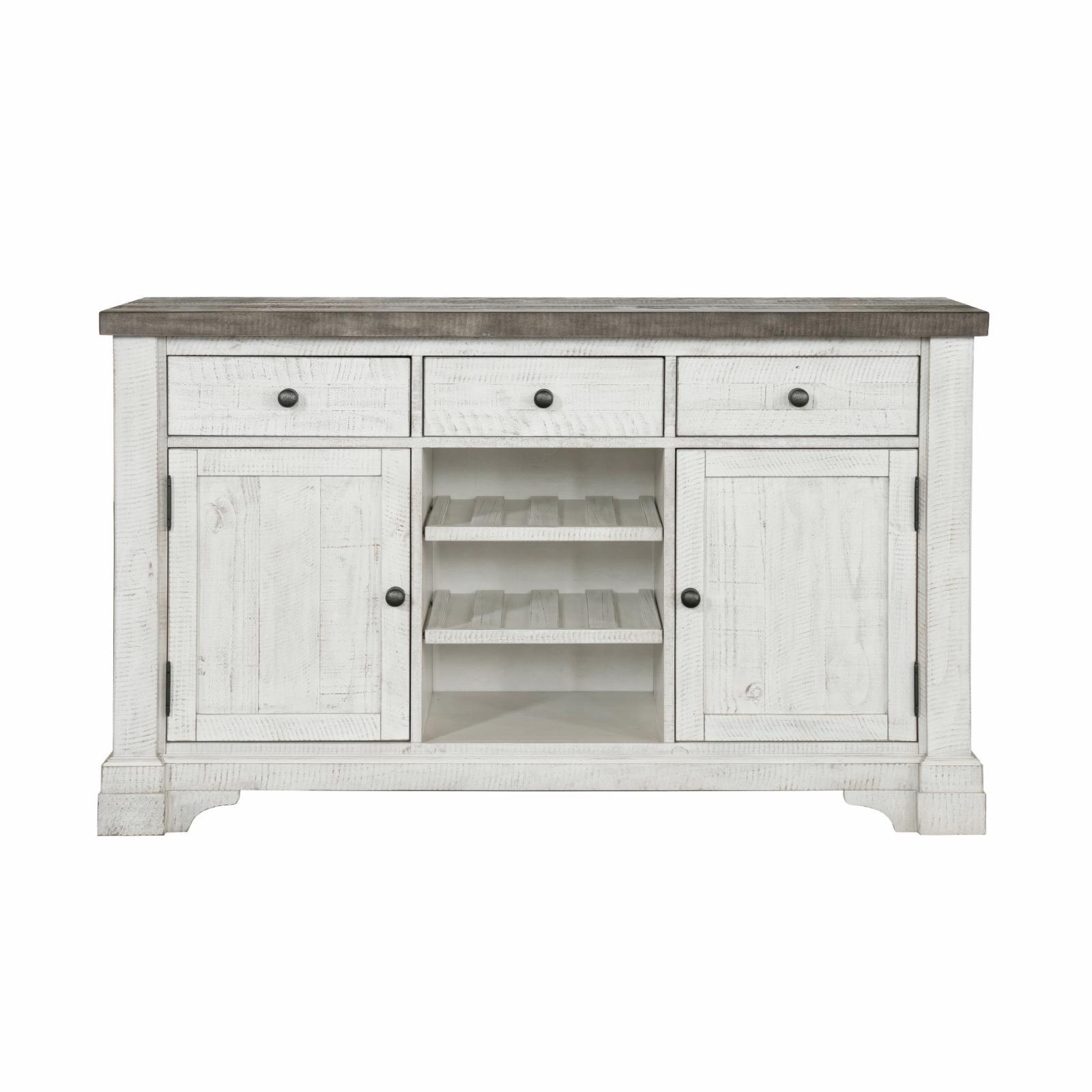 Valley Ridge 61" Distressed White and Gray Wood Server