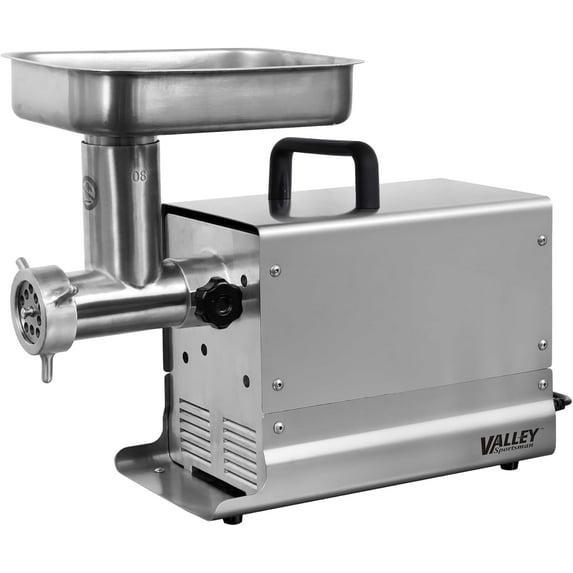 Valley Sportsman #12 Stainless Steel Electric Meat Grinder, 0.75HP 550W, Mirror Polishing, Heavy Duty Industrial Meat Mincer, Ideal for Commercial and Regular Use
