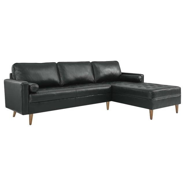 Valour 98" Leather Sectional Sofa Black