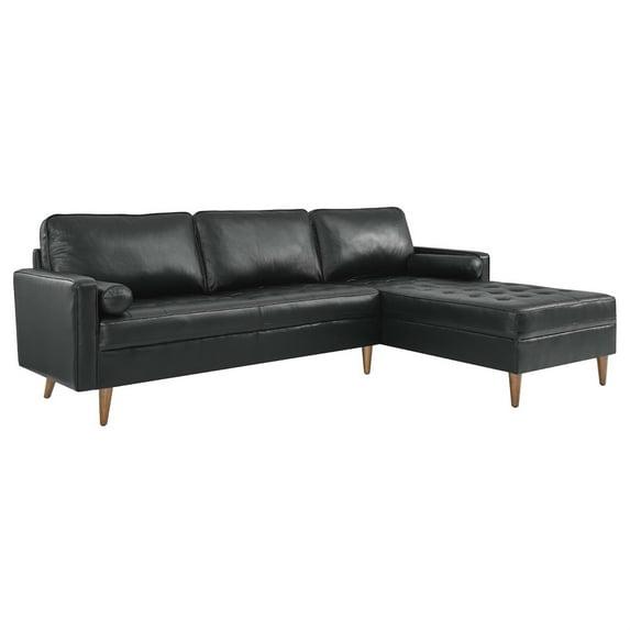 Valour 98" Leather Sectional Sofa Black