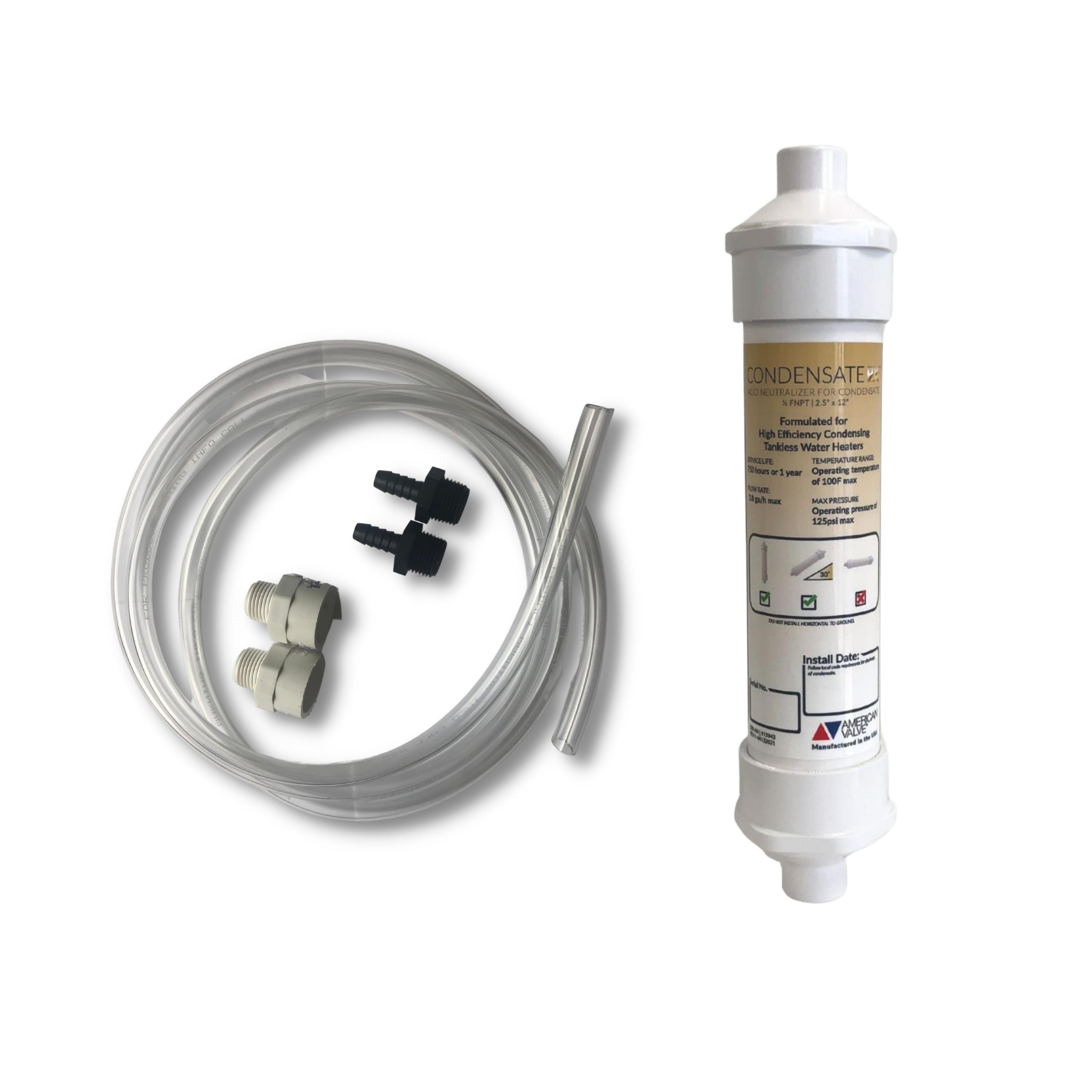 White Condensate Neutralizer Kit with Fittings and Tubing