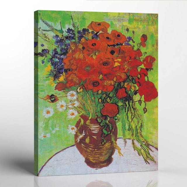 DECORARTS Red Poppies and Daisies, Vincent Van Gogh Art Reproduction. Giclee Canvas Prints Wall Art