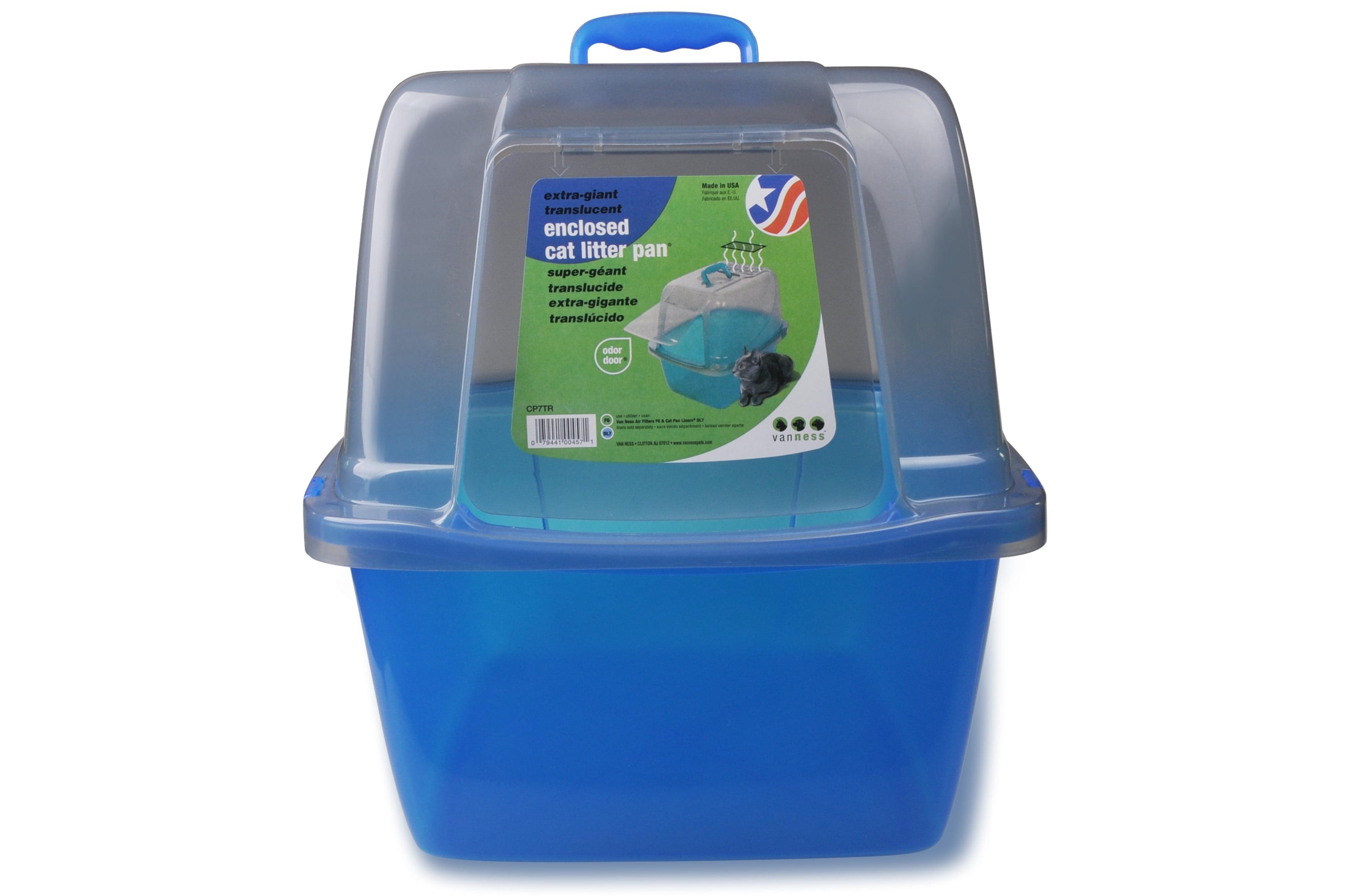 Extra-Giant Blue Translucent Enclosed Cat Litter Pan