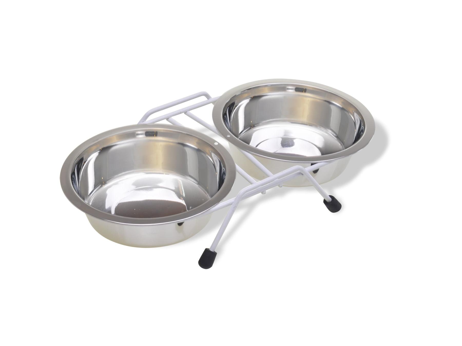 Stainless Steel Elevated Double Pet Bowl with Non-Skid Stand, 16 oz