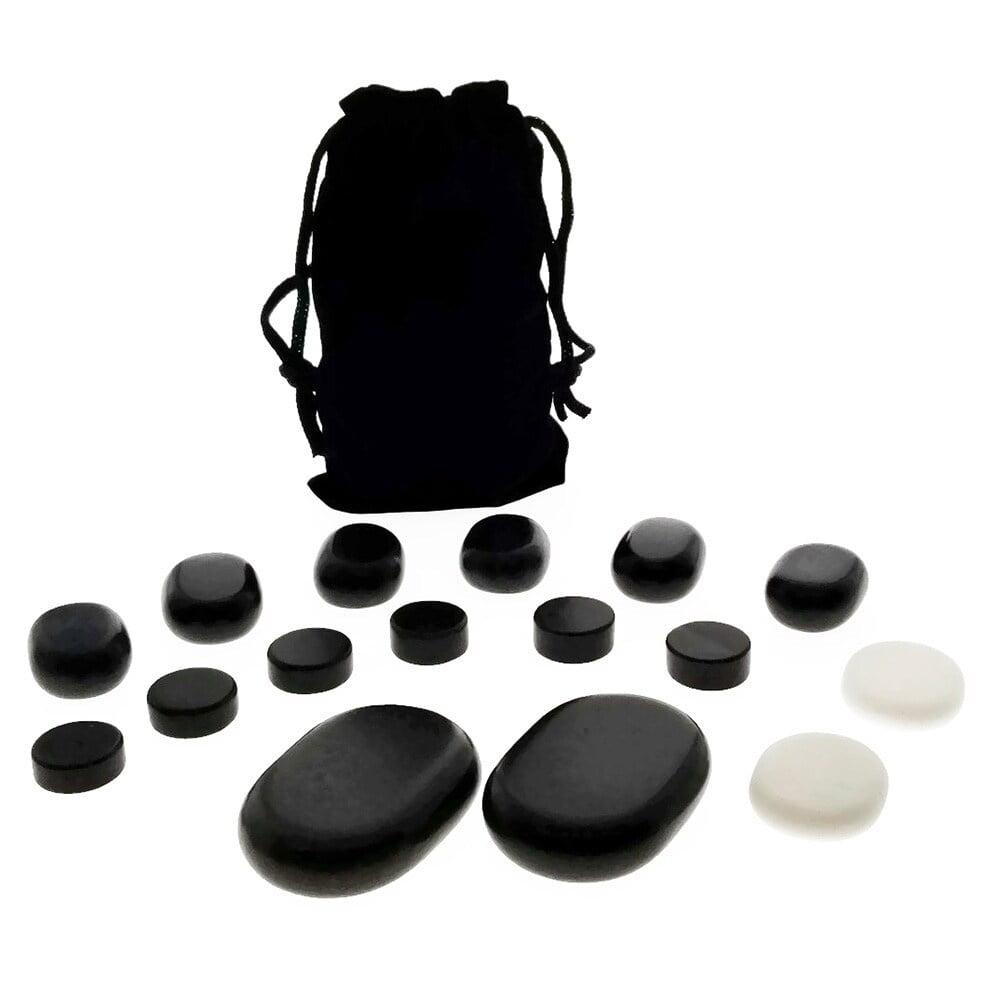 16pc Facial Massage Basalt Stone Set w/Velvet Travel Pouch