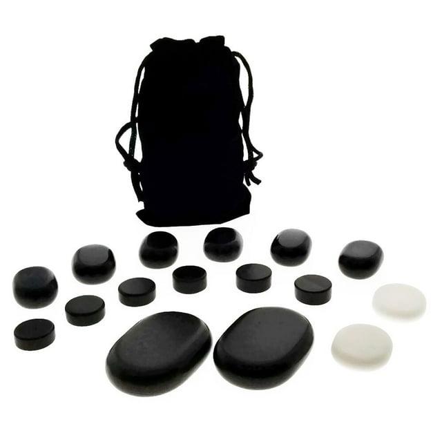 16pc Facial Massage Basalt Stone Set w/Velvet Travel Pouch