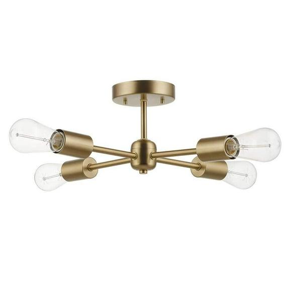 Globe Electric 17" 4 Brass Living Room Flush Mount Lights with Globe Glass