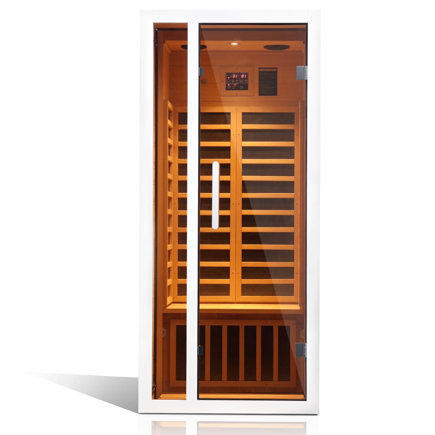 1-Person Extendable Indoor FAR Infrared Sauna Bluetooth Compatible with 6 Carbon Heaters