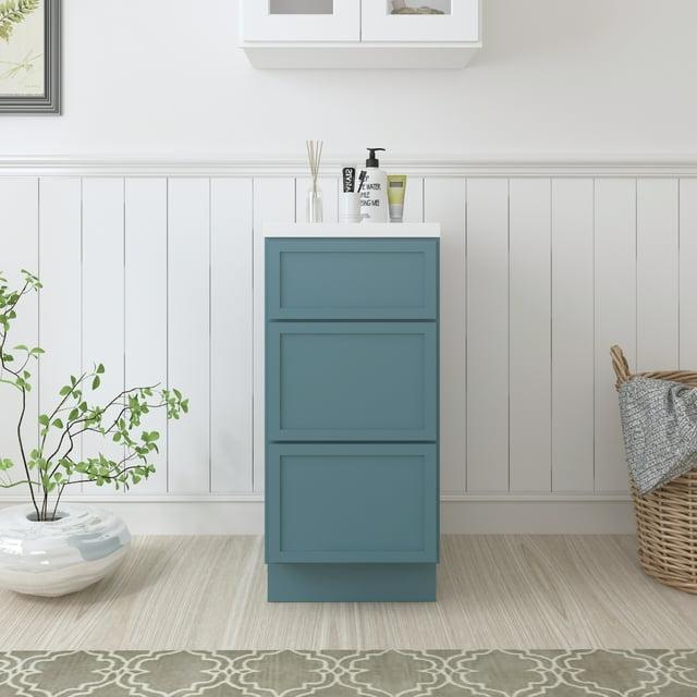 15" W Birch Plywood Freestanding Single Base 3 Drawers Storage Cabinet