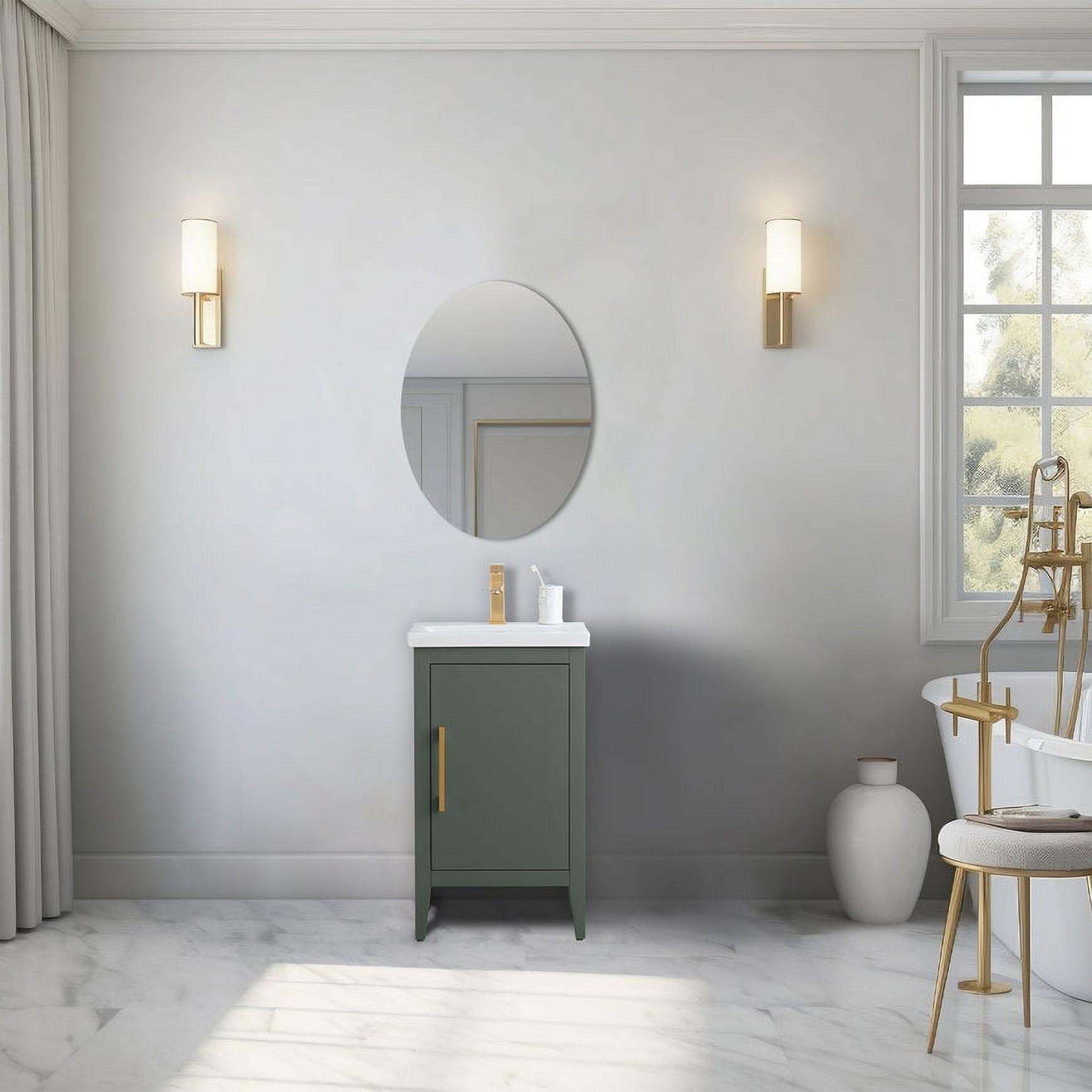 20'' Vintage Green Single Bathroom Vanity with Ceramic Top