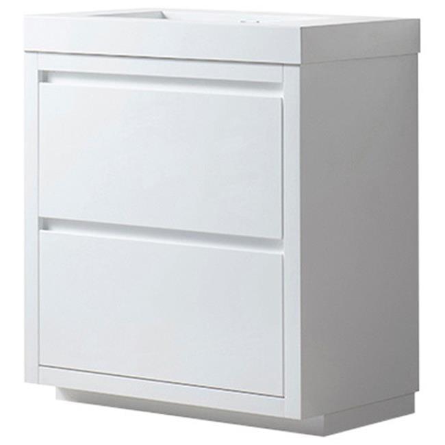 White 30-Inch Single Sink Bathroom Vanity with Resin Top