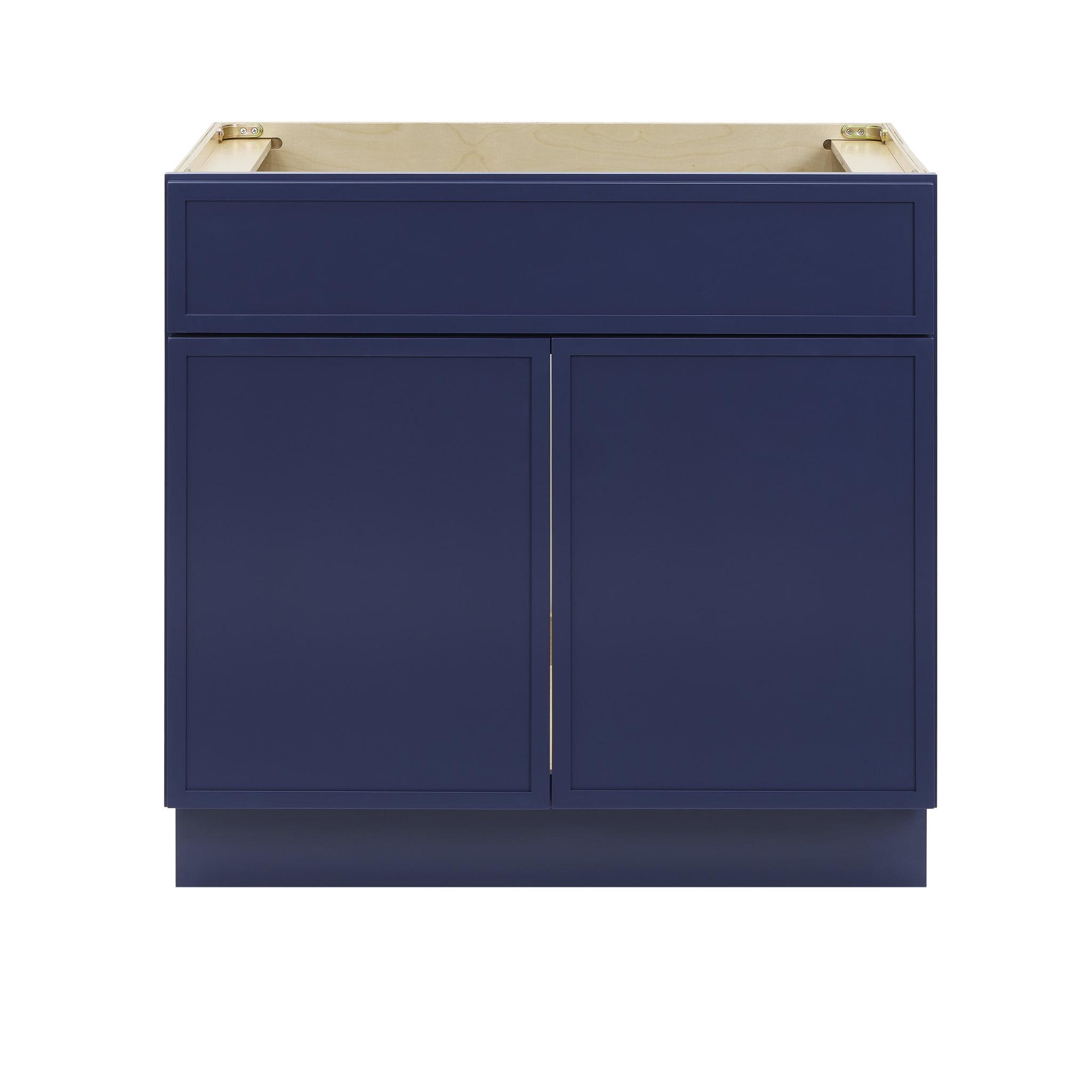 Blue Birch Plywood Freestanding Single Base Cabinet with Soft Close Doors