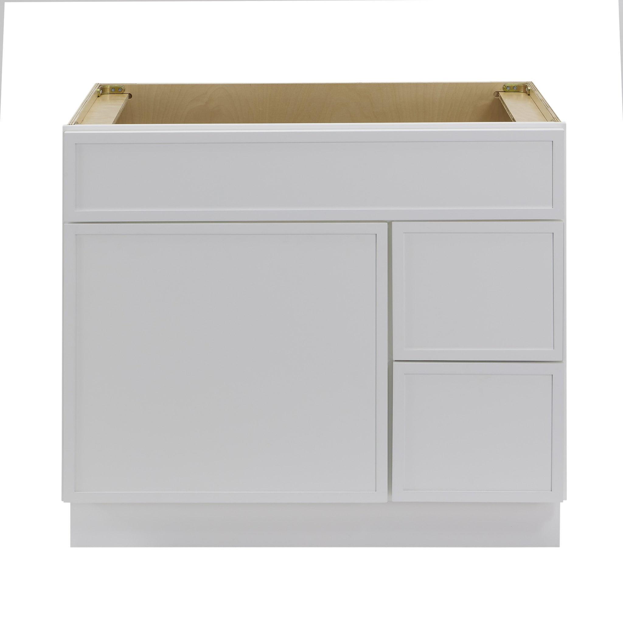 36" W Birch Plywood Freestanding Single Base 2 Drawers Storage Cabinet with Soft Close Door