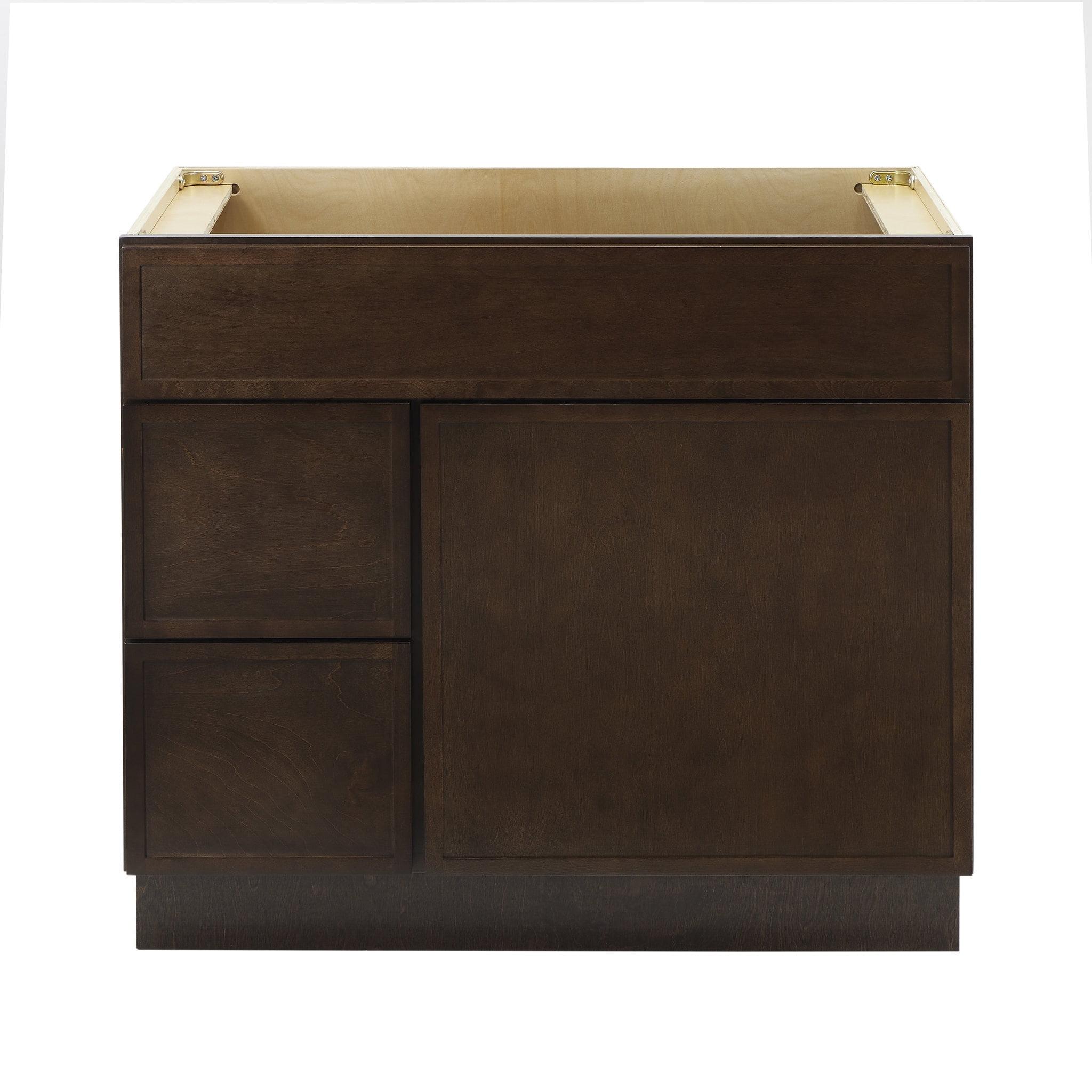 36" Brown Birch Plywood Freestanding Single Base Cabinet with Soft Close Door