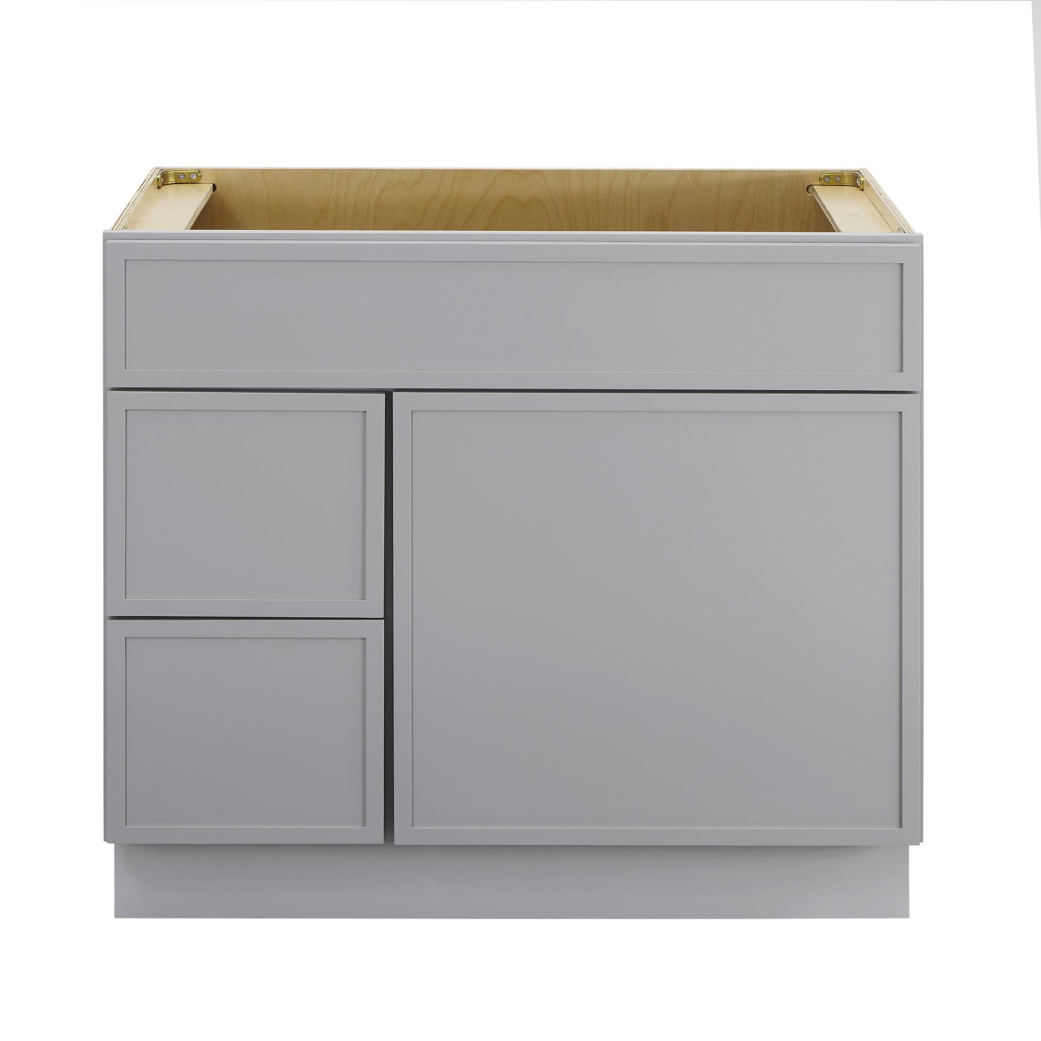 36" W Birch Plywood Freestanding Single Base 2 Drawers Storage Cabinet with Soft Close Door