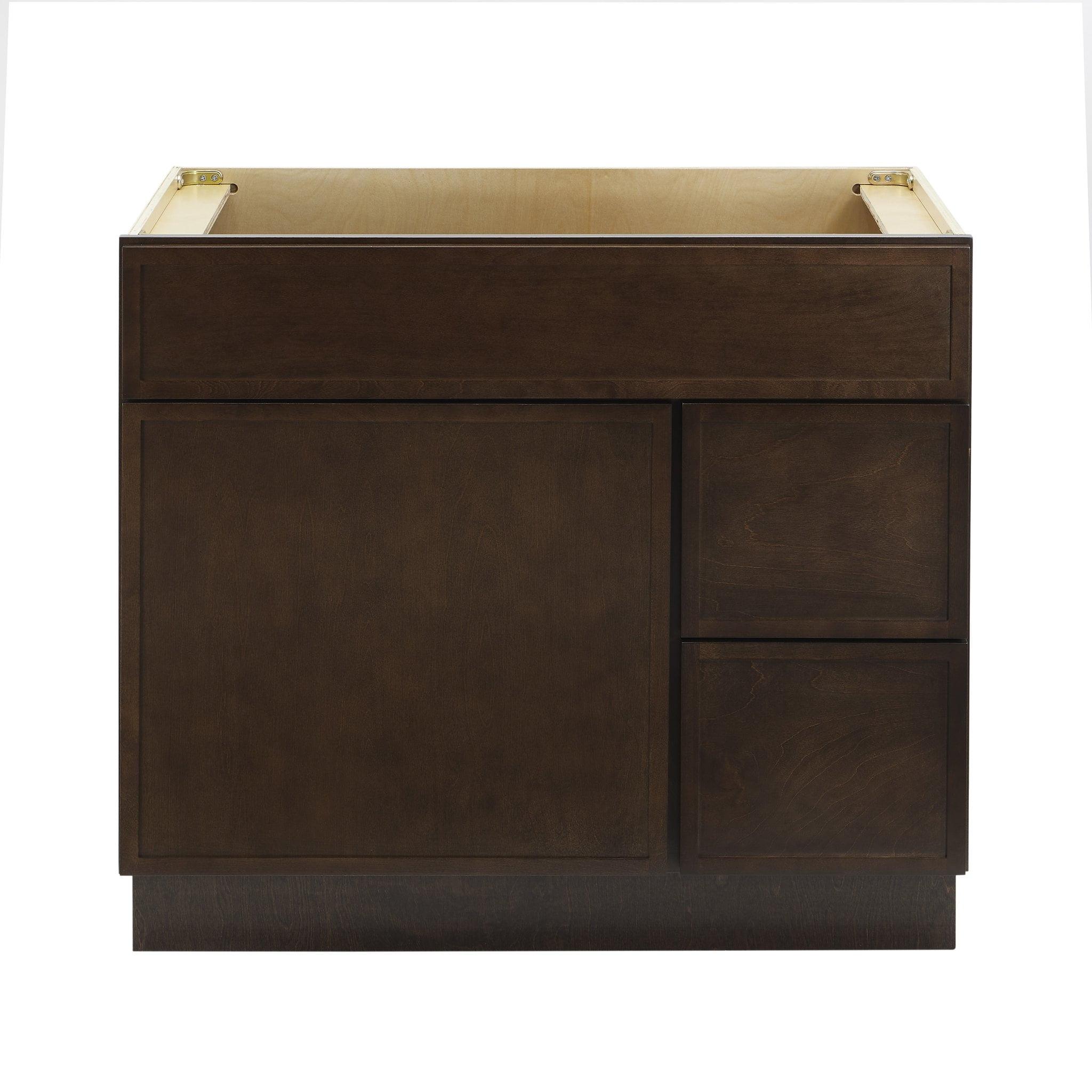 36" W Birch Plywood Freestanding Single Base 2 Drawers Storage Cabinet with Soft Close Door