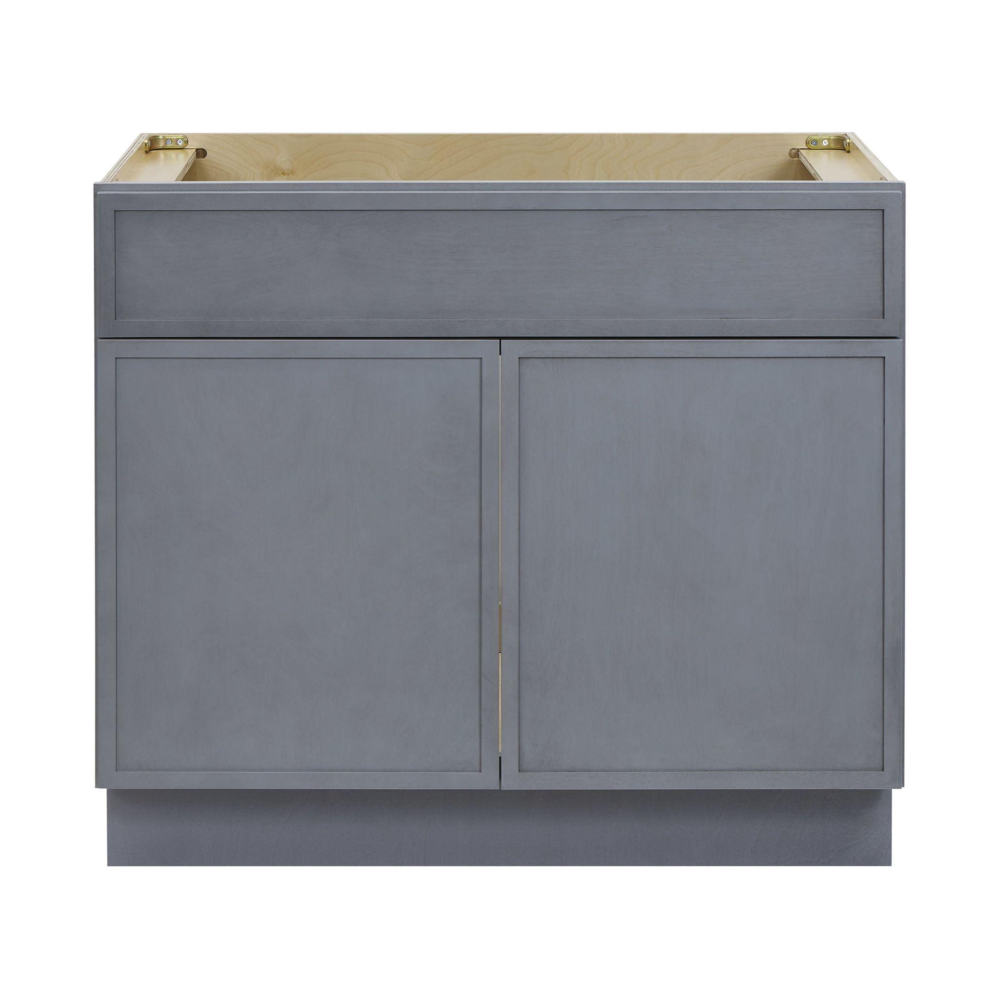 36" Smoky Gray Birch Plywood Freestanding Single Base Storage Cabinet