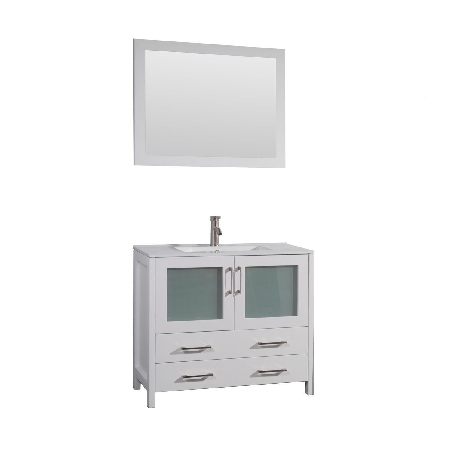 White Oak and Ceramic 36" Single Sink Bathroom Vanity Set