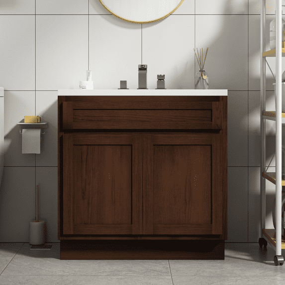 Home Beyond 36'' Single Bathroom Vanity Base Only in Brown