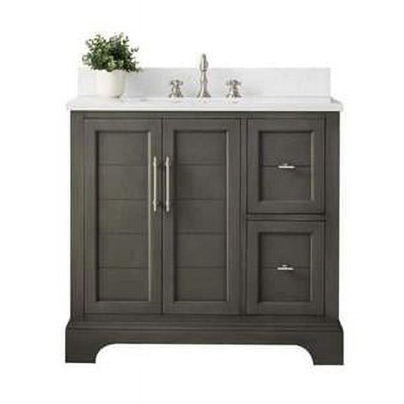 36-Inch Silver Grey Single Sink Bathroom Vanity with Quartz Top