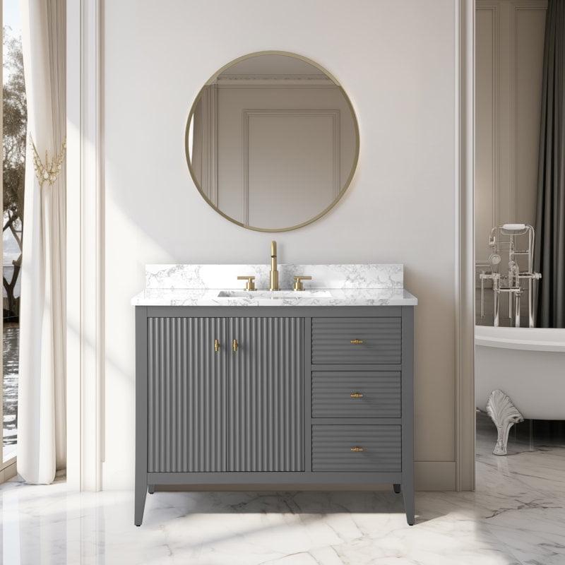 42'' Single Bathroom Vanity with Engineered Marble Top