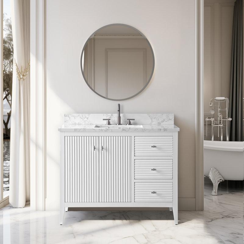 42'' Single Bathroom Vanity with Engineered Marble Top