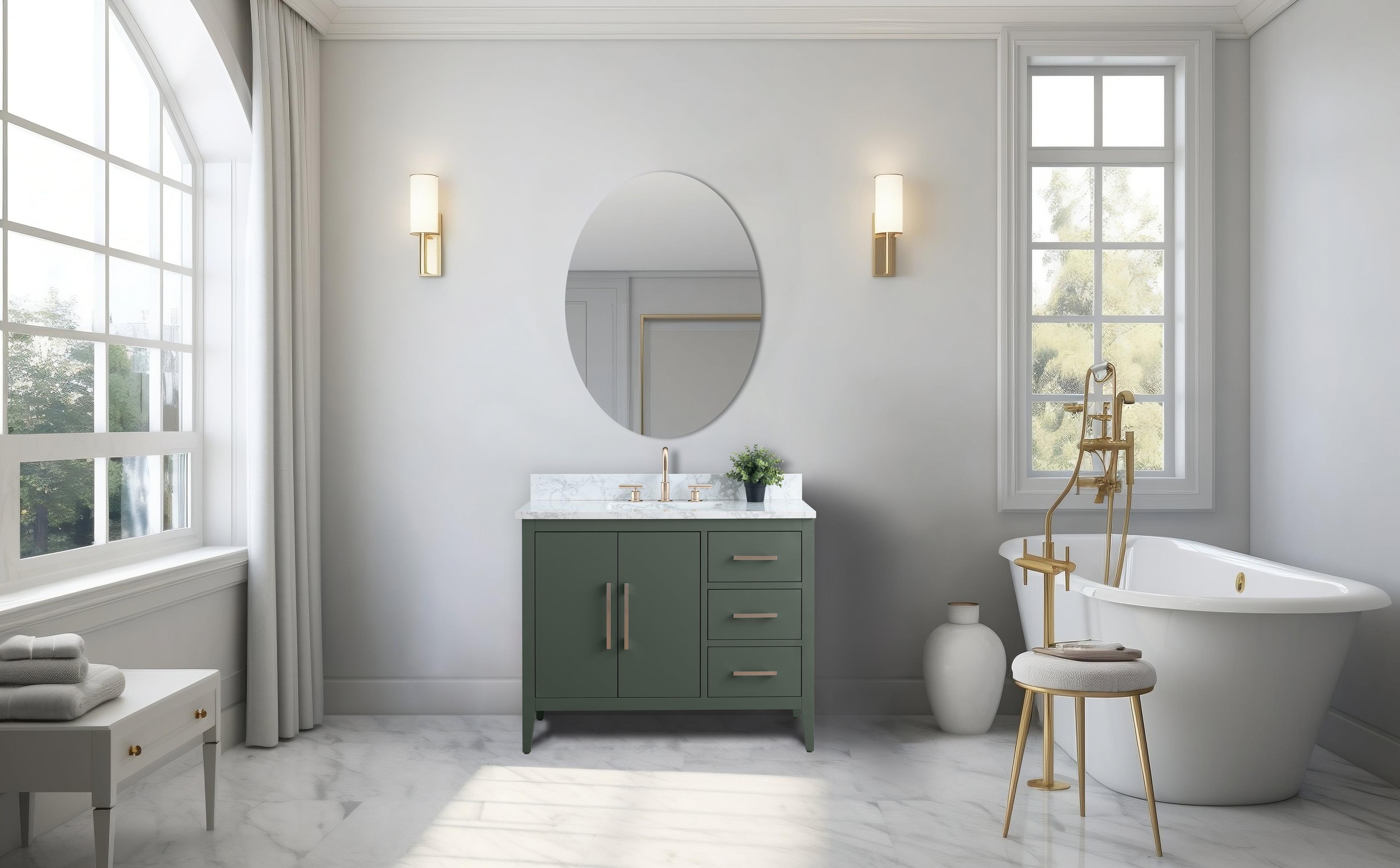 42'' Single Bathroom Vanity with Engineered Marble Top