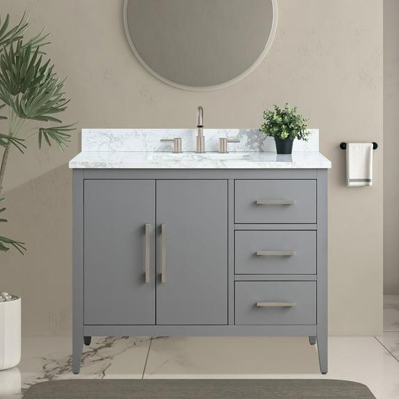 42'' Single Bathroom Vanity with Engineered Marble Top