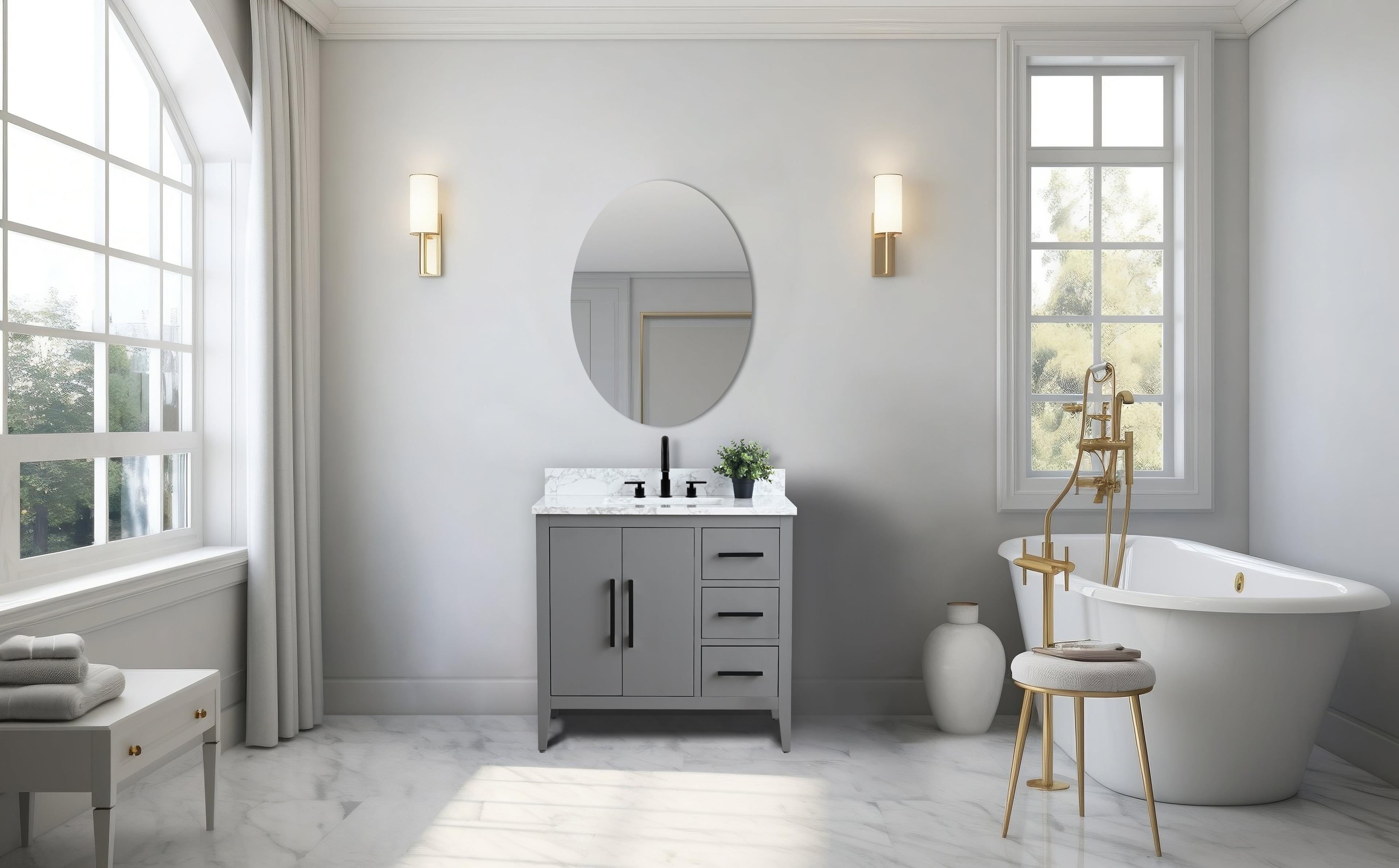 42'' Single Bathroom Vanity with Engineered Marble Top