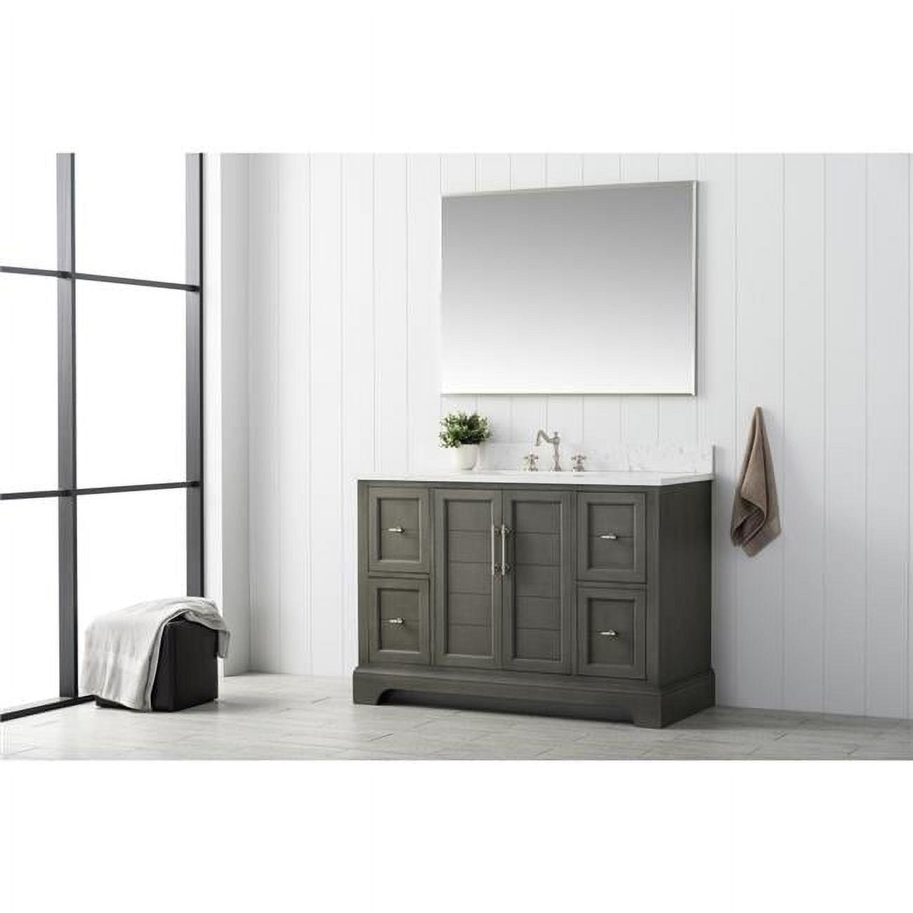 Vanity Art  48 x 22 x 34 in. Single Sink Bathroom Vanity with Quartz Top & Backsplash, Silver Gray