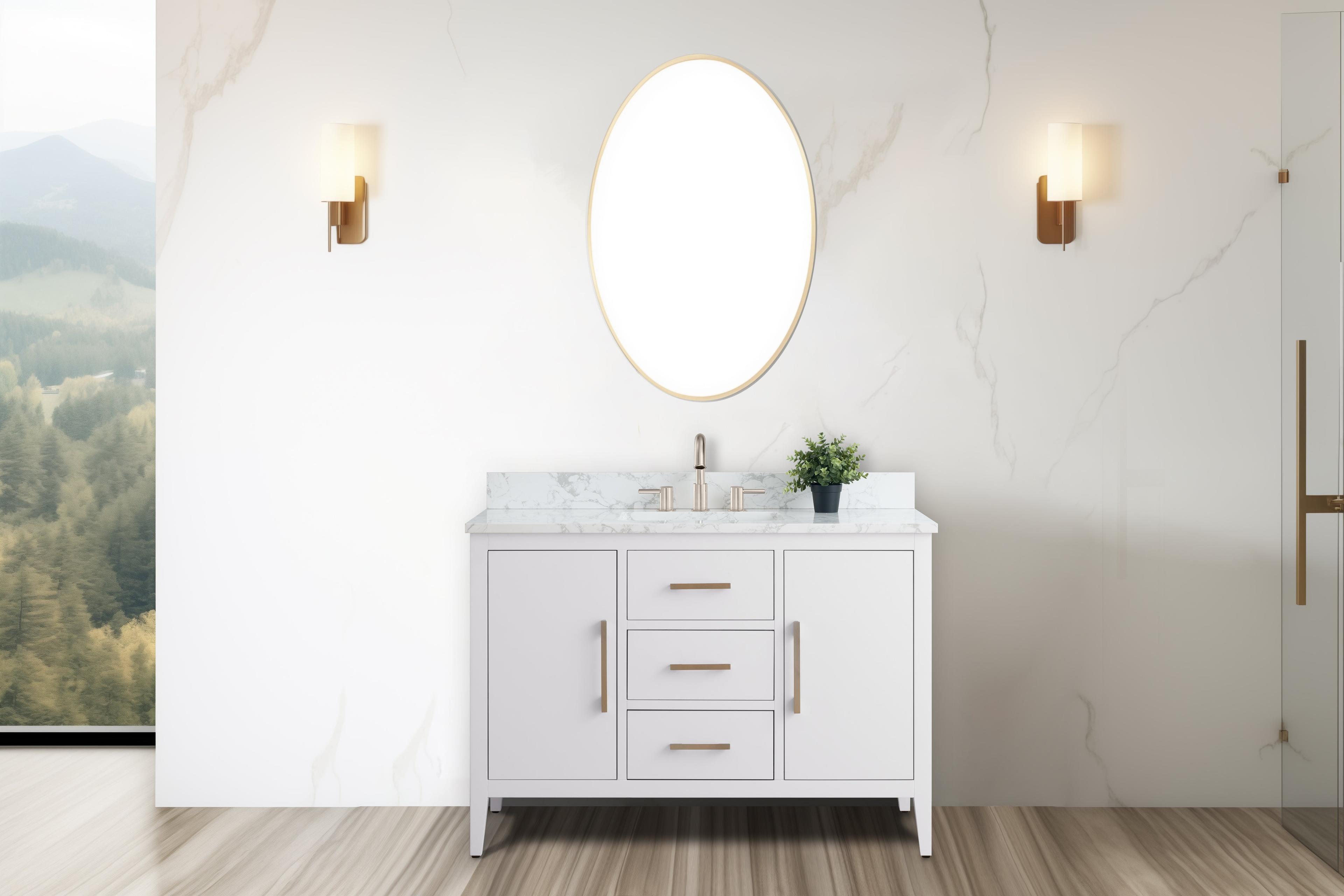 48'' Single Bathroom Vanity with Engineered Marble Top