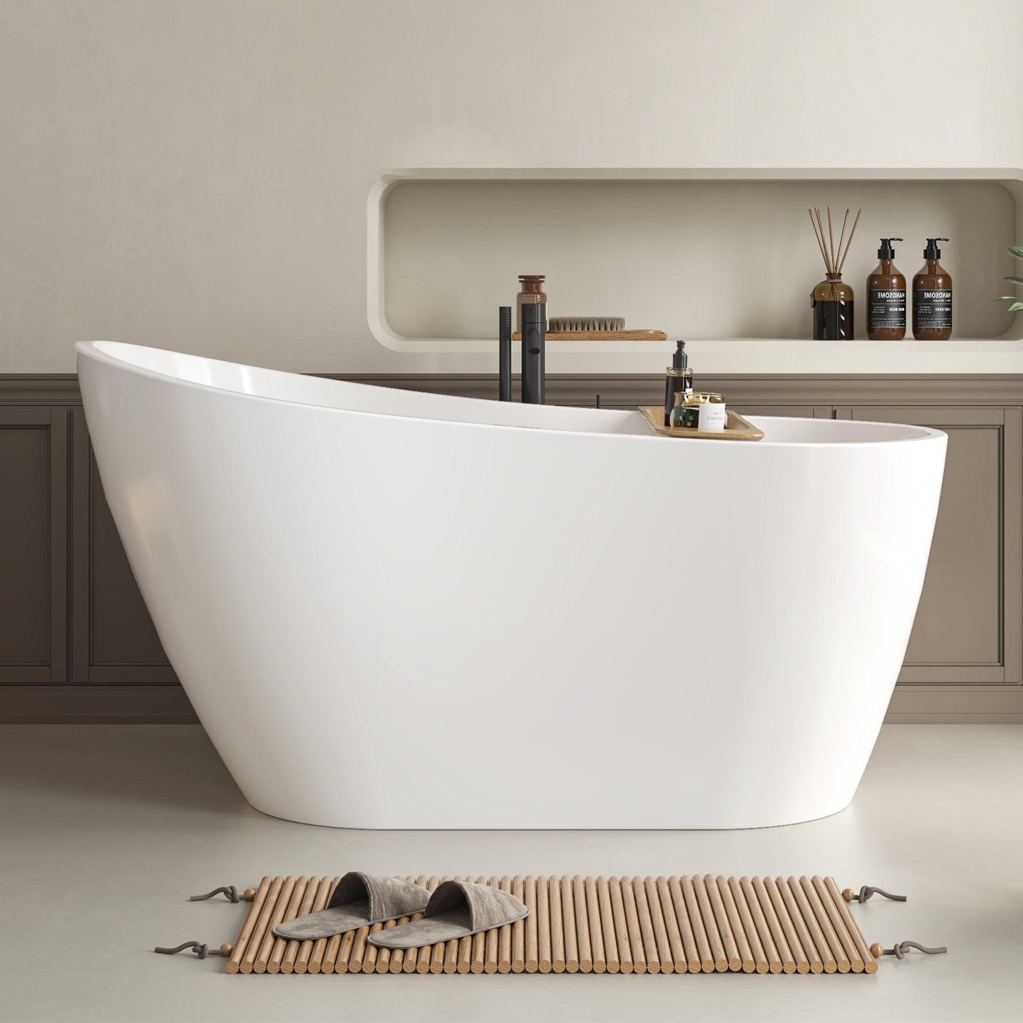 Maya 55" x 28" Freestanding Soaking Acrylic Bathtub