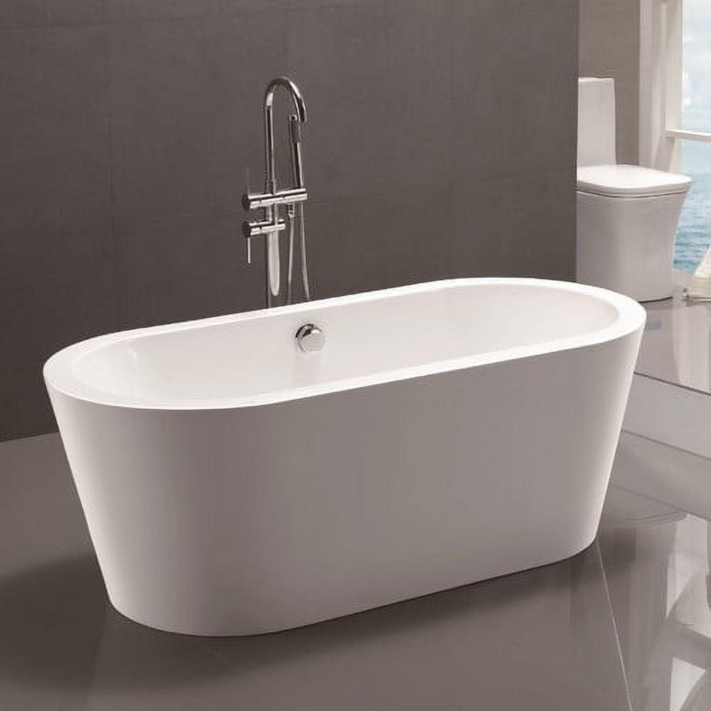 59'' White Acrylic Freestanding Soaking Bathtub