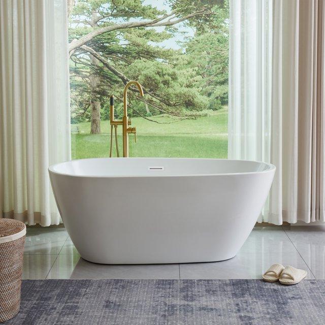 Vanity Art Freestanding Soaking Acrylic Bathtub VA6515-S-PW