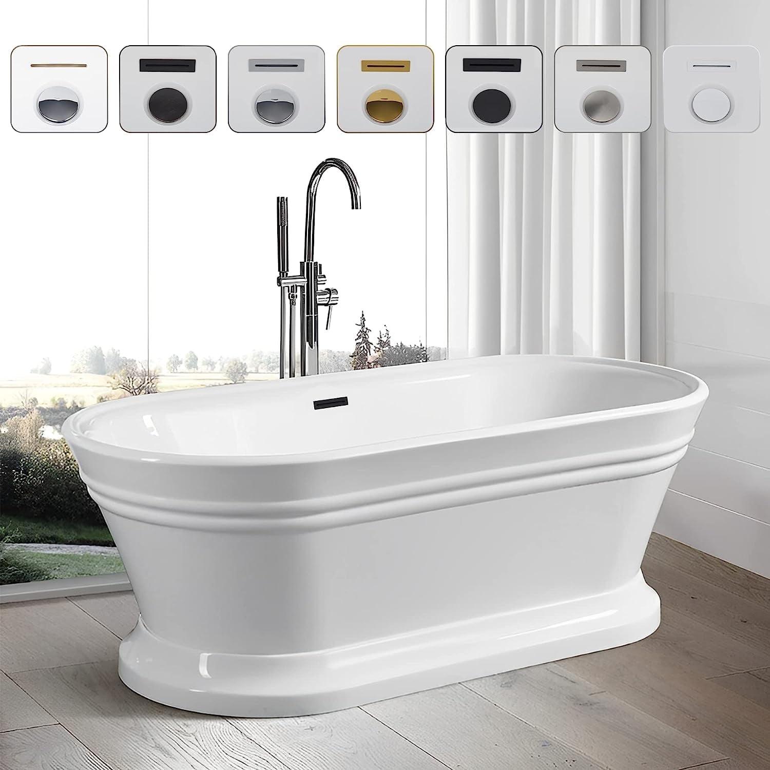 Iris 59" x 29.5" Freestanding Soaking Acrylic Bathtub