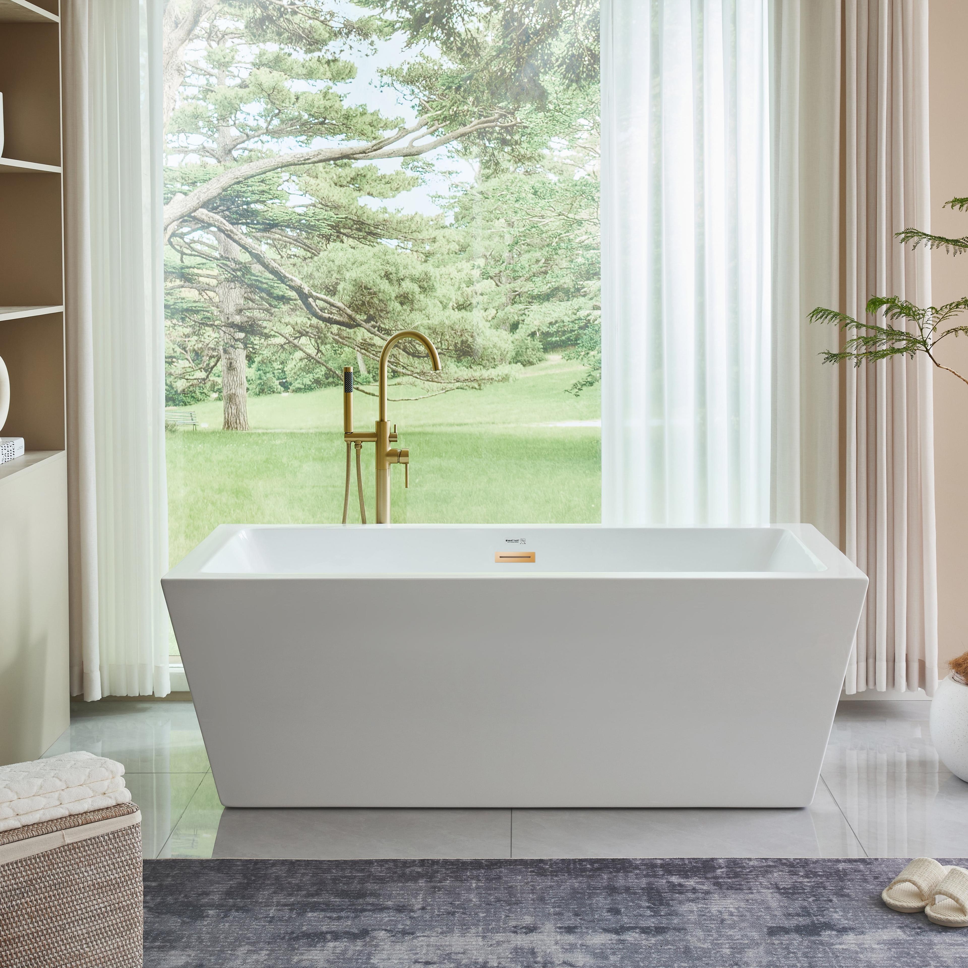 Elena 59" White Acrylic Freestanding Soaking Bathtub