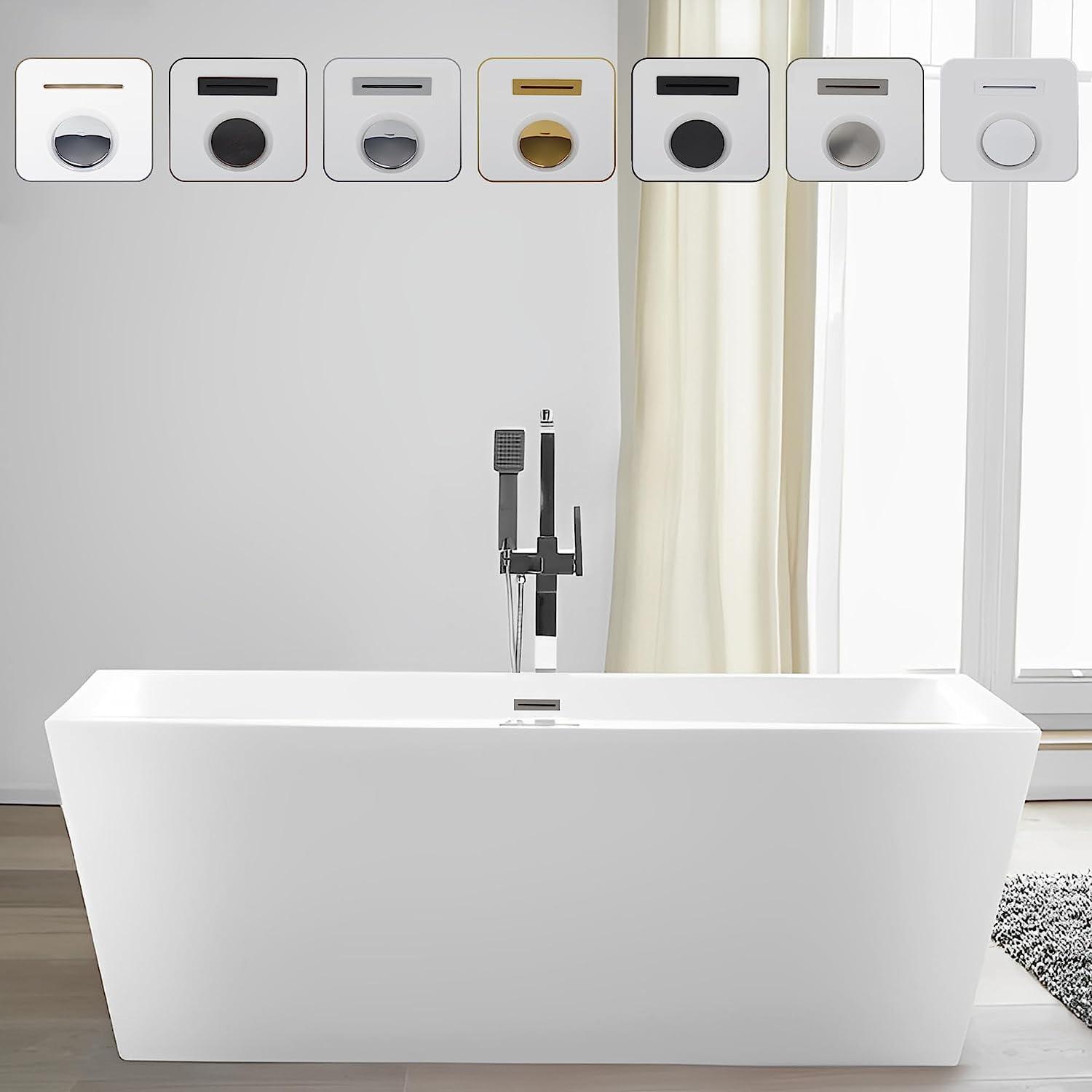 Elena 59" x 30" Freestanding Soaking Acrylic Bathtub
