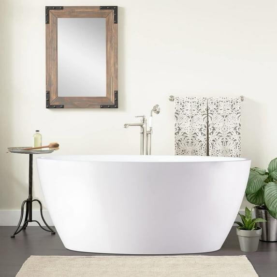 Vanity Art 59" X 32" White Acrylic Freestanding Bathtub