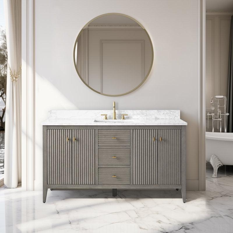 60'' Single Bathroom Vanity with Engineered Marble Top