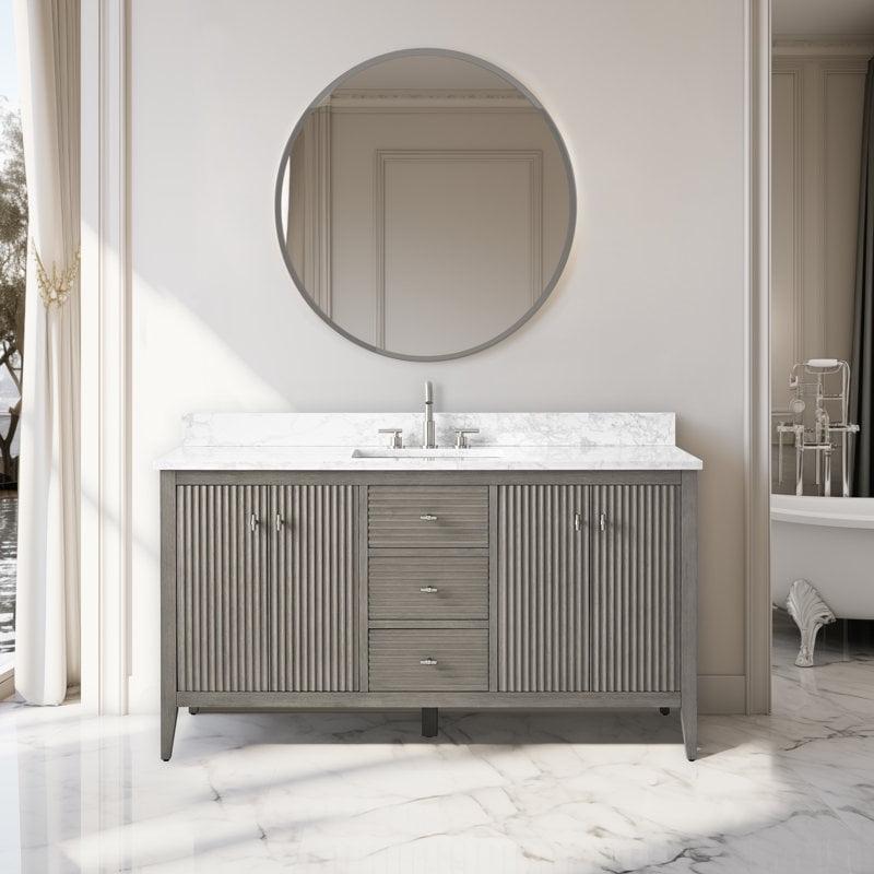 60'' Single Bathroom Vanity with Engineered Marble Top