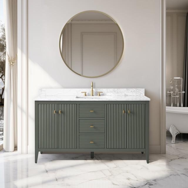 60'' Single Bathroom Vanity with Engineered Marble Top