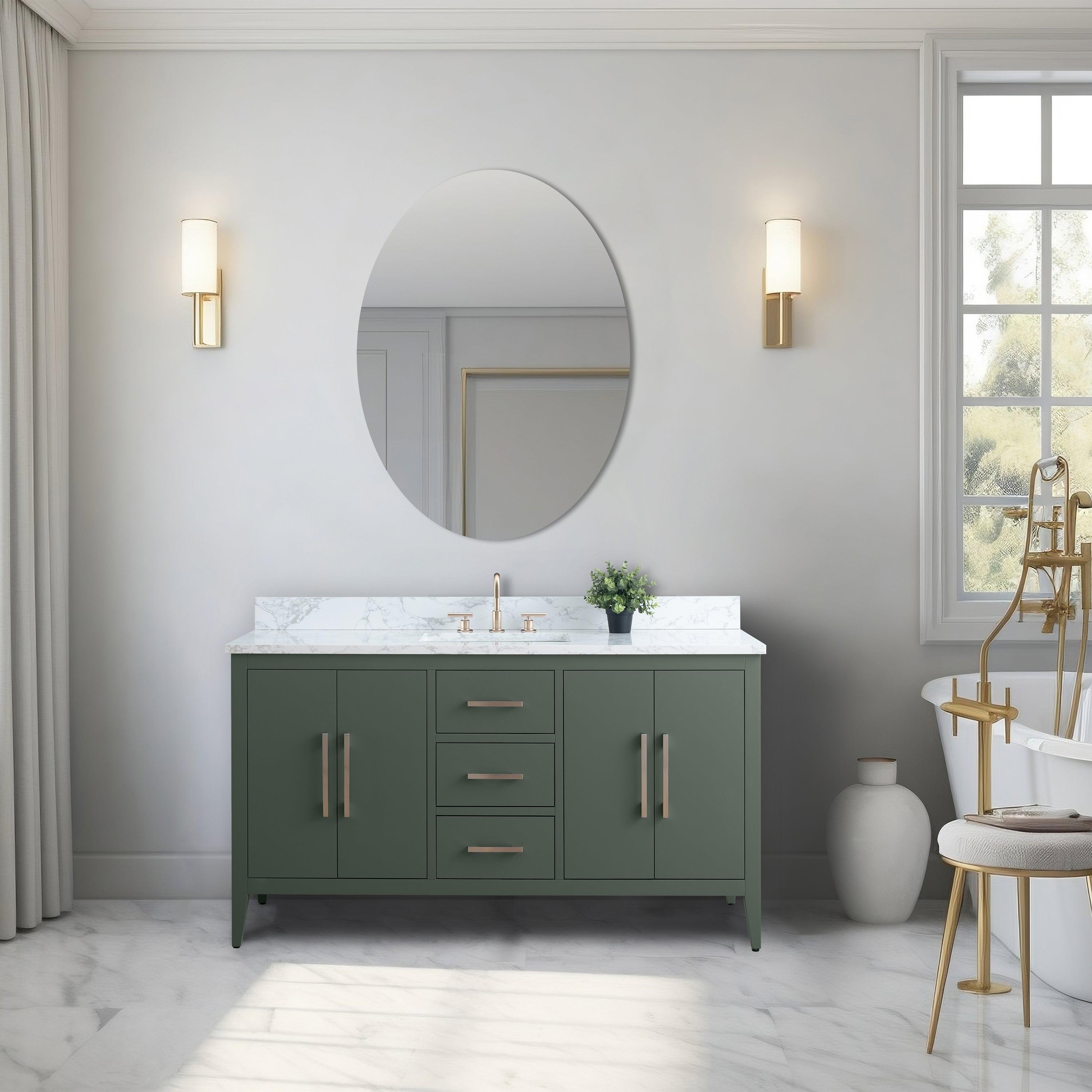 60'' Single Bathroom Vanity with Engineered Marble Top