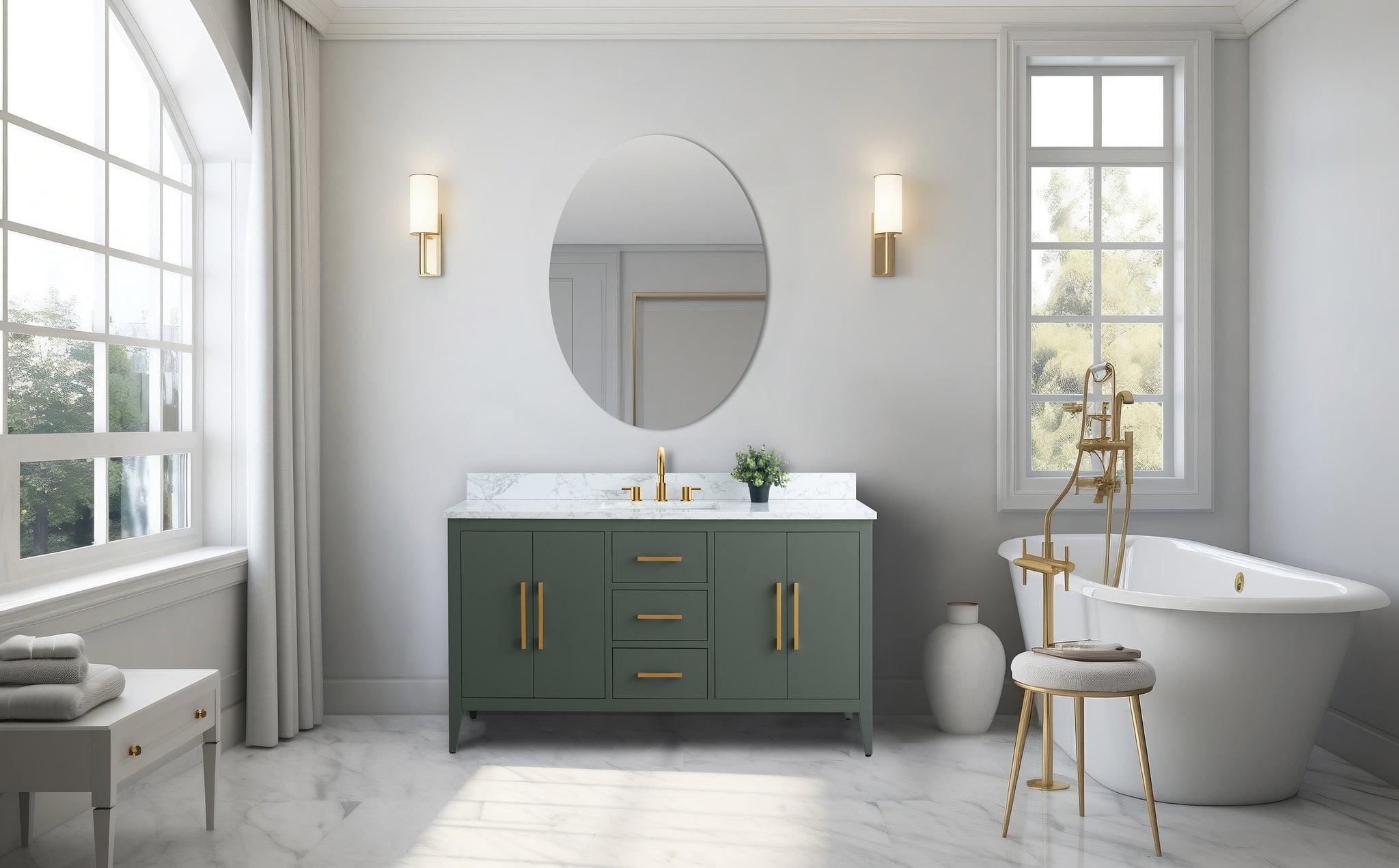 60'' Single Bathroom Vanity with Engineered Marble Top