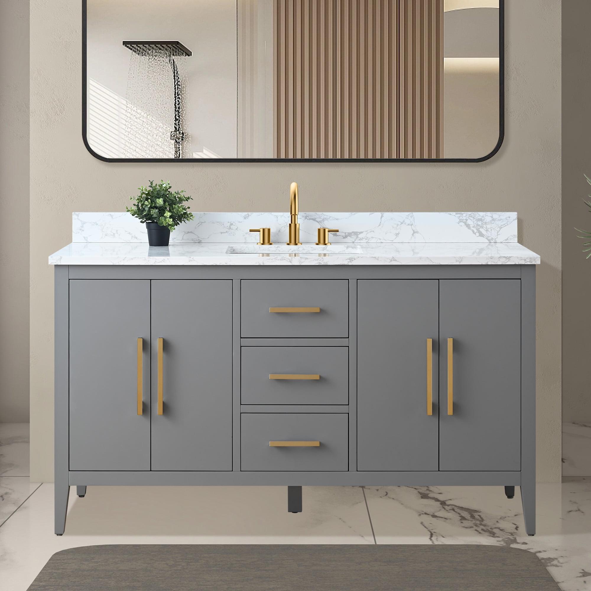 60'' Single Bathroom Vanity with Engineered Marble Top